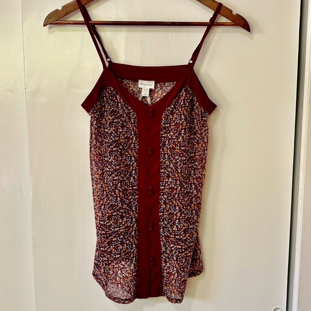 Dynamite| Vintage Y2K Silky Burgundy Multicolour Camisole Blouse Sz XS